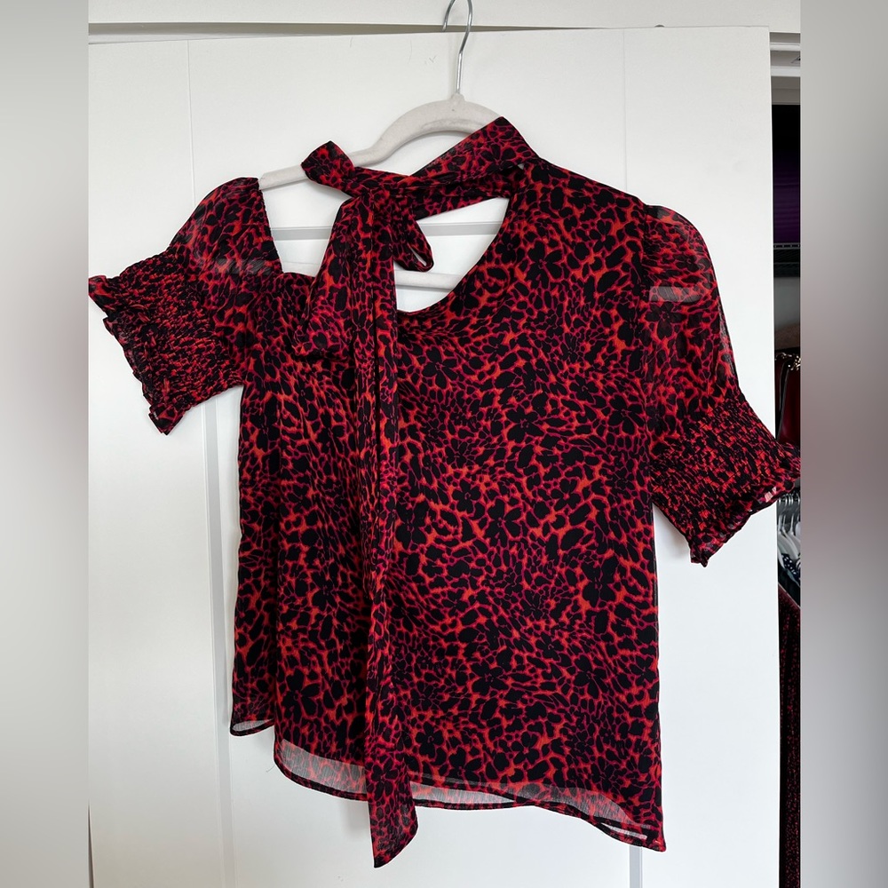 WALTER BAKER red cheetah top